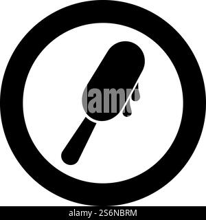 Eis Eis Lolly Eis auf Stock Symbol im Kreis Runde schwarze Farbe Vektor Illustration solide Umrissstil einfaches Bild. Eis Eis Lolly Eis auf Stock Symbol in Kreis Runde schwarze Farbe Vektor Illustration solide Umriss Stil Bild Stock Vektor