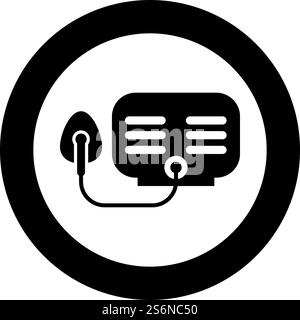 Inhalator Vernebler medizinische Aerosolausrüstung Symbol im Kreis Runde schwarze Farbe Vektor Illustration solide Umrissstil einfaches Bild. Inhalator Vernebler medizinische Aerosolausrüstung Symbol im Kreis Runde schwarze Farbe Vektor Illustration solide Umrissstil Bild Stock Vektor