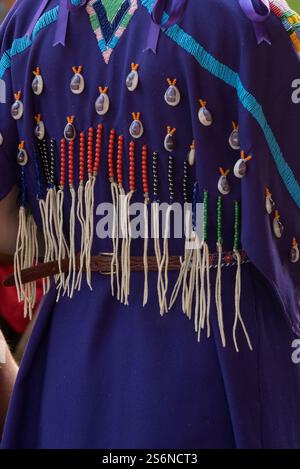 Das Kleid der Ureinwohner bei der jährlichen Tamkaliks Celebration in Wallowa, Oregon. Stockfoto