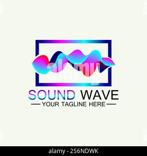 Mehrfarbiges abstraktes fluides Sound Wave Logo Vektor Illustration Design Stock Vektor