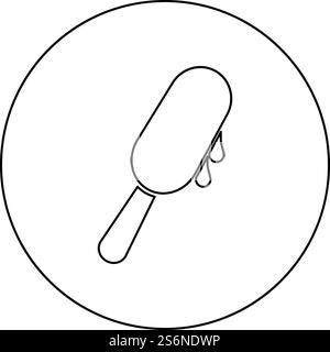 Eis Eis Lolly Eis auf Stock Symbol im Kreis Runde schwarze Farbe Vektor Illustration solide Umrissstil einfaches Bild. Eis Eis Lolly Eis auf Stock Symbol in Kreis Runde schwarze Farbe Vektor Illustration solide Umriss Stil Bild Stock Vektor