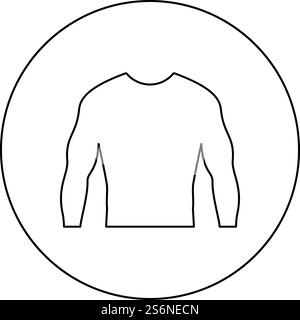 Rashguard lange Ärmel Top Icon im Kreis rund schwarz Farbe Vektor Illustration einfarbig Umriss Stil einfaches Bild. Rashguard lange Ärmel Top Icon im Kreis Runde schwarze Farbe Vektor Illustration Solid Outline Stil Bild Stock Vektor