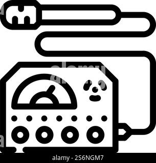 Symbol für elektromagnetische Wellenmesslinie Vektor. Elektromagnetisches Wellenmessgerät. Schwarze Abbildung des isolierten Kontursymbols. Illustration des Symbols für die Linie des elektromagnetischen Wellenmessers Stock Vektor