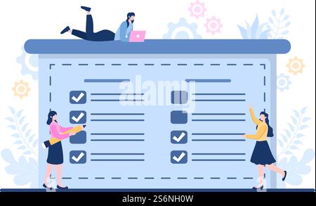 Planung von Zeitplänen oder Zeitmanagement mit Kalender Geschäftstreffen, Aktivitäten und Ereignissen Organisieren der Arbeit von Process Office. Hintergrund-Vektor-Illustration Stock Vektor