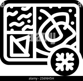 Glyphen-Symbol für gefrorenes Mittagessen. Schild für gefrorenes Mittagessen. Schwarze Abbildung des isolierten Kontursymbols. Gefrorenes Mittagessen Glyphe Symbol Vektor Illustration Stock Vektor