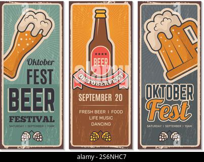 Einladung zum Bierfest. Oktoberfest Vintage Banner mit Bildern von Craft Beers Lager deutschland bayern Pub Drink Menü Vektor Retro . Oktoberfest-Einladung, Pub-Poster Vintage-Illustration. Einladung zum Bierfest. Oktoberfest Vintage Banner mit Bildern von Craft Beers Lager deutschland bayern Pub Getränk Menü Bilder Vektor Retro Vorlage Stock Vektor