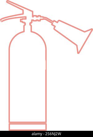 Neon Feuerlöscher rote Farbe Vektor Illustration flache Stil Licht Bild. Neon Feuerlöscher rote Farbe Vektor Illustration flache Stil Bild Stock Vektor