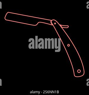 Neon gerade Rasiermesser rot Farbe Vektor Illustration flache Art Licht Bild. Neon gerade rasiermesserrote Farbe Vektor Illustration flache Stil Bild Stock Vektor