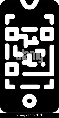 qr-Code Scanner Glyph Symbol Vektor. qr-Code-Scanner-Schild. Schwarze Abbildung des isolierten Kontursymbols. Abbildung des Symbols für das Symbol des qr-Code-Scanners Stock Vektor