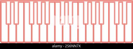 Neon Piano Tasten rote Farbe Vektor Illustration flache Stil Licht Bild. Neon Piano Tasten rote Farbe Vektor Illustration flache Stil Bild Stock Vektor