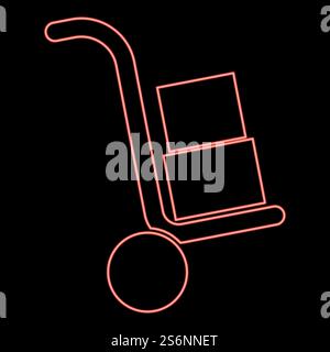 Neonwagen mit Kästen rote Farbe Vektor Illustration flache Art Licht Bild. Neonwagen mit Kästen rote Farbe Vektor Illustration flache Stil Bild Stock Vektor