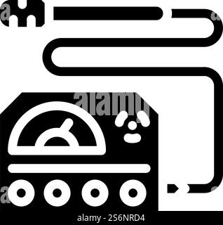 Elektromagnetische Wellenmessgerät Glyphe Symbol Vektor. Elektromagnetisches Wellenmessgerät. Schwarze Abbildung des isolierten Kontursymbols. Elektromagnetische Wellenmessgerät Glyphe Symbol Vektor Illustration Stock Vektor