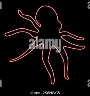 Neon devilfish rote Farbe Vektor Illustration flache Art Licht Bild. Neon devilfish rote Farbe Vektor Illustration flache Stil Bild Stock Vektor