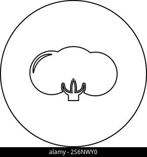 Baumwollblume Knospen Symbol im Kreis rund schwarz Farbe Vektor Illustration solide Umrissstil einfaches Bild. Baumwoll Blütenknospe Symbol im Kreis rund schwarz Farbe Vektor Illustration Solid Outline Stil Bild Stock Vektor
