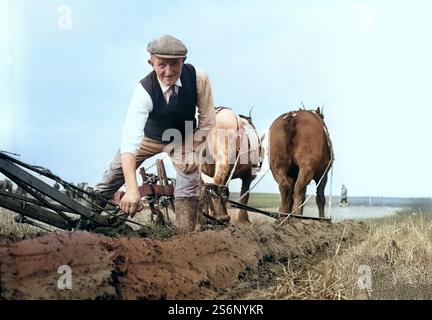 Bauer, der pflügt Wettbewerb bei Cruckton auf Shropshire 1960er Jahre Stockfoto