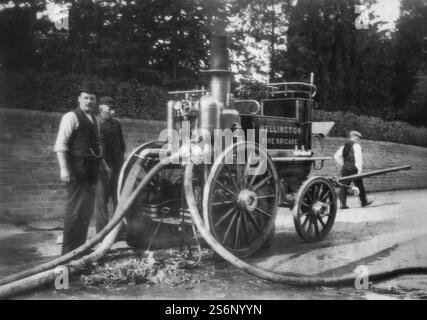 Pferdegezogenes Dampffeuerwehrfahrzeug von Shand Mason & Co. In Wellingto, 1890 Stockfoto