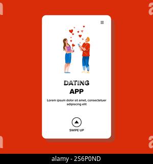 Dating-App Verwenden Sie Junge Und Mädchen Partnersuche Vektor. Dating App Mann Und Frau Für Die Suche Nach Liebe Online. Charaktere Suche Freund Und Freundin Online Web Flat Cartoon Illustration. Dating-App Verwenden Sie Junge Und Mädchen Partnersuche Vektor Stock Vektor