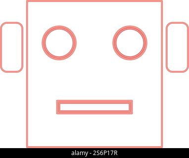 Neon Roboterkopf rot Farbe Vektor Illustration flache Art Licht Bild. Neon-Roboterkopf rote Farbe Vektor-Illustration flache Art Bild Stock Vektor
