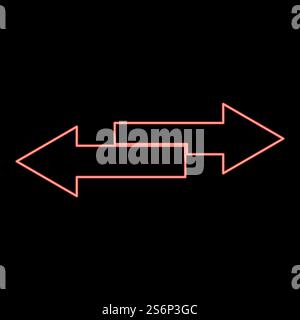 Neon zwei seitliche Pfeile rote Farbe Vektor Illustration flache Art helles Bild. Neon zwei Seitenpfeile rote Farbe Vektor Illustration flache Darstellung Stock Vektor