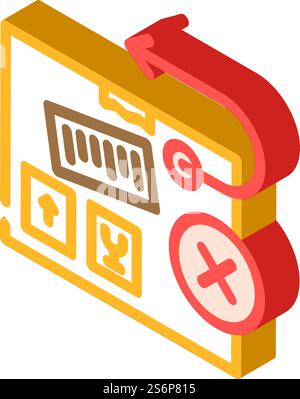 Rückgabe des isometrischen Icons der Fracht. Rückgabe des Ladungsschilds. Isolierte Symboldarstellung. Isometrisches Symbol für Rückgabe der Fracht Vektorillustration Stock Vektor