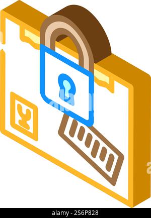 Isometrischer Symbolvektor für versiegelte Fracht. Versiegeltes Frachtschild. Isolierte Symboldarstellung. Isometrische Isometrie der abgedichteten Fracht Vektorillustration Stock Vektor