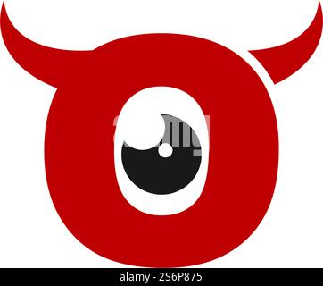 O Anfangsbuchstabe mit Teufelshorn-Logo-Vektordesign Stock Vektor
