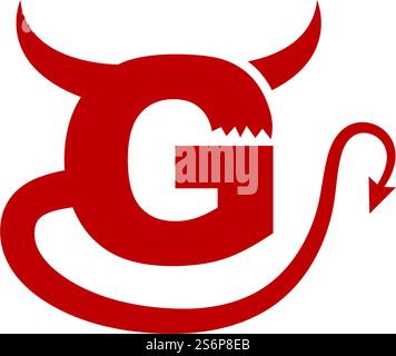 G Anfangsbuchstabe mit Teufelshorn-Logo-Vektor-Design Stock Vektor