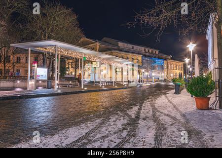 Theaterplatz im winterlichen Coburg in Bayern Stockfoto