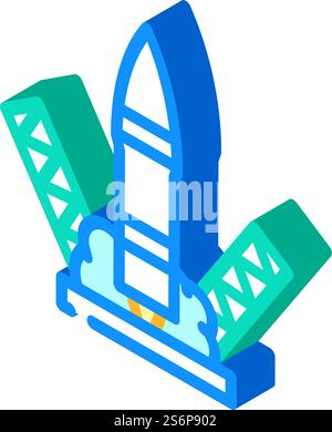 Raketenstart isometrischer Symbolvektor. Raketenstartschild. Isolierte Symboldarstellung. Isometrisches Symbol Vektor-Illustration des Raketenstarts Stock Vektor