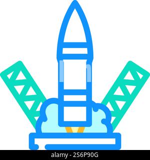 Farbsymbolvektor des Raketenstarts. Raketenstartschild. Isolierte Symboldarstellung. Raketenstart Farbe Symbol Vektor Illustration Stock Vektor