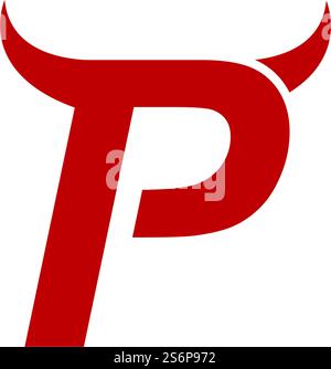 P Anfangsbuchstabe mit Teufelshorn-Logo-Vektor-Design Stock Vektor