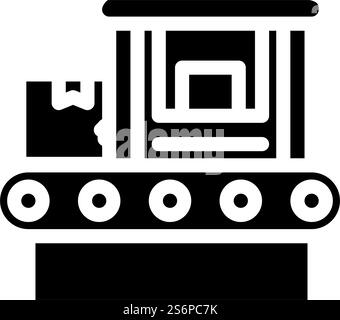 Symbolvektor für die Glyphe der Förderlinie. Schild Förderleitung. Schwarze Abbildung des isolierten Kontursymbols. Illustration des Symbols für die Glyphe der Förderlinie Stock Vektor