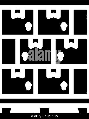 Paketboxen Glyphen-Symbol-Vektor. Paketboxen-Schild. Schwarze Abbildung des isolierten Kontursymbols. Paketboxen Glyphe-Symbol-Vektor-Illustration Stock Vektor