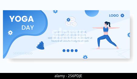 Yoga und Meditation Cover editierbar von quadratischen Hintergrund Illustration geeignet für Social Media, Feed, Karte, Grüße, Print-und Web-Internet-Anzeigen Stock Vektor