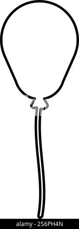 Ballon Airball mit Schnur Seil aufblasbare Heliumkontur Umrisssymbol schwarze Farbe Vektor Illustration flache Art einfaches Bild. Ballon Airball mit Schnur Seil aufblasbare Heliumkontur Umrisssymbol schwarze Farbe Vektor Illustration flache Stil Bild Stock Vektor