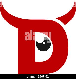 D Anfangsbuchstabe mit Teufelshorn-Logo-Vektor-Design Stock Vektor