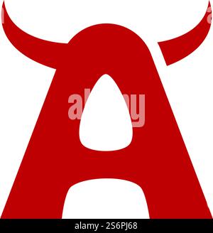 Ein Anfangsbuchstabe mit Teufelshorn-Logo-Vektor-Design Stock Vektor