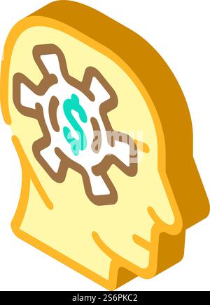Geschäftsprozesse im isometrischen Symbolvektor des Kopfes. Geschäftsprozesse im Kopfzeichen. Isolierte Symboldarstellung. Geschäftsprozesse in Kopf-Isometrie-Vektorillustration Stock Vektor