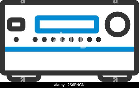 Symbol Für Den Receiver Des Home Entertainment-Systems. Auffälliges Design mit bearbeitbarer Konturbreite. Vektorgrafik. Stock Vektor