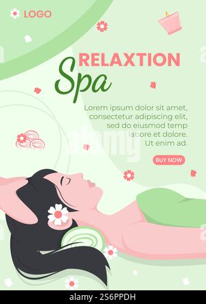 Spa und Massage Flyer editierbar von quadratischen Hintergrund Illustration geeignet für Social Media, Feed, Karte, Grüße, Print-und Web-Internet-Anzeigen Stock Vektor