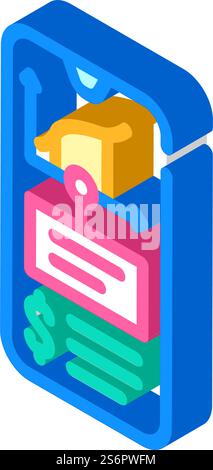 Isometrischer Ikonvektor für passives Online-Einkommen. Online-Zeichen für passives Einkommen. Isolierte Symboldarstellung. Isometrische Ikonenvektorillustration für passives Online-Einkommen Stock Vektor