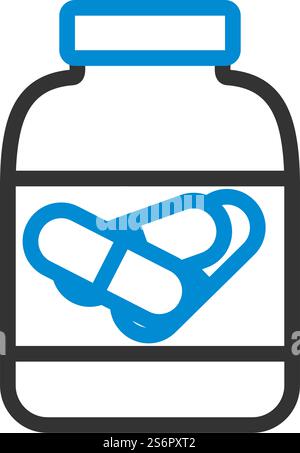 Symbol Für Fitness Pillen Im Container. Auffälliges Design mit bearbeitbarer Konturbreite. Vektorgrafik. Stock Vektor