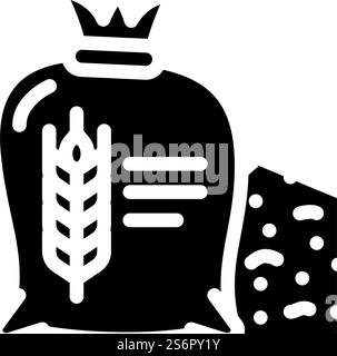 Glyphe-Symbol für die Weizenernte. Weizenerntezeichen. Schwarze Abbildung des isolierten Kontursymbols. Weizenernte Glyphe Symbol Vektor Illustration Stock Vektor