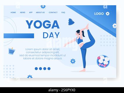 Yoga und Meditation Landing Page bearbeitbar von quadratischen Hintergrund Illustration geeignet für Social Media, Feed, Karte, Grußworte, Print- und Web-Internet-Anzeigen Stock Vektor