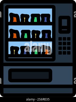 Symbol Der Lebensmittelverkaufsmaschine. Editierbare Fett Formatigte Kontur Mit Farbfüllungsdesign. Vektorgrafik. Stock Vektor