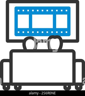 Cinema Sofa Icon. Editierbare Fettformatier Umriss Mit Farbfülldesign. Vektorgrafik. Stock Vektor