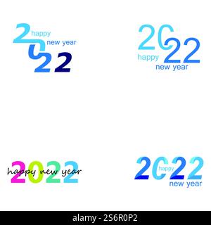 Happy New Year 2022 Textdesign. Titelseite des Geschäftskalenders für 2022 mit Wünschen. Broschürendesign Vorlage Kartenbanner. Vektorabbildung. Isoliert auf weißem Hintergrund. Stock Vektor