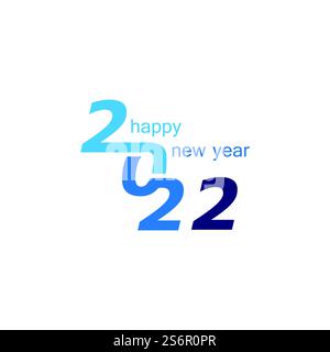 Happy New Year 2022 Textdesign. Titelseite des Geschäftskalenders für 2022 mit Wünschen. Broschürendesign Vorlage Kartenbanner. Vektorabbildung. Isoliert auf weißem Hintergrund. Stock Vektor