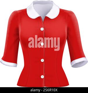 Bluse Damenbekleidung rot. cad-Bluse aus Seide. Realistischer 3D-Vektor. Bluse Damenbekleidung rot Stock Vektor