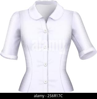 Bluse weibliches Oberteil zum Ansehen. Bluse mit modischem Design. Realistischer 3D-Vektor. Bluse weibliches Oberteil zum Ansehen Stock Vektor